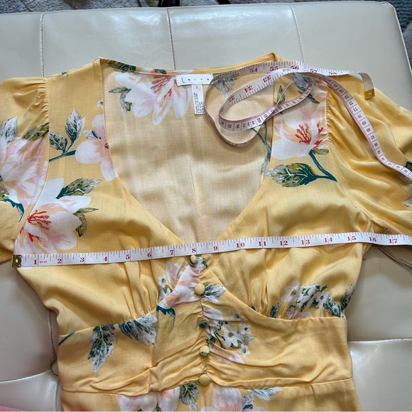 Leith Yellow Floral V Neck Midi Dress - Picture 8 of 9